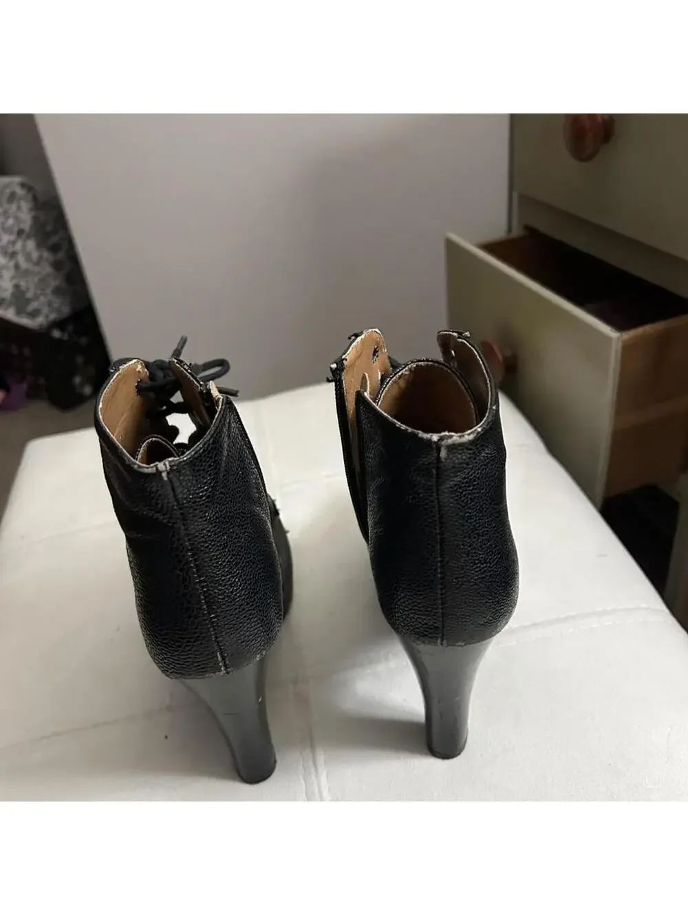 Women’s Black lace up platform boots with 3” heels